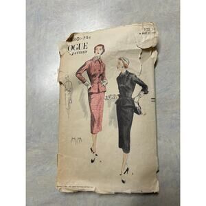 Vintage 1951 Vogue Pattern #7330 Women's Skirt Suit Size 15 Bust 34" Hip 37"